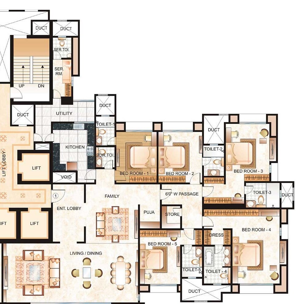 Floor plan of 5 BHK 4495 Sq. Ft. Apartment in Hiranandani Meadows, Thane