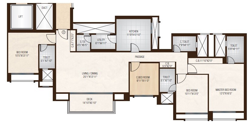 Floor plan of 4 BHK 1563 Sq. Ft. Apartment in Hiranandani ParK Willow Crest, Thane
