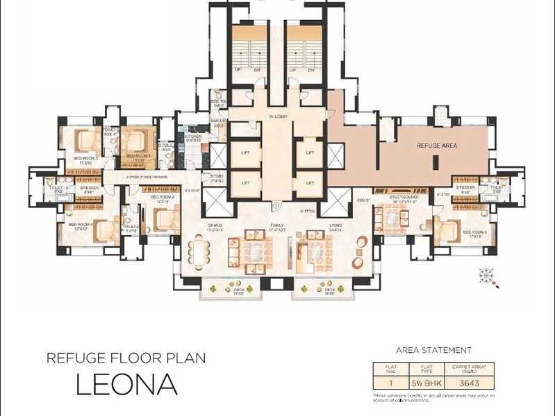 Floor plan of 5 BHK 3643 Sq. Ft. Apartment in Hiranandani Rodas Enclave Leona, Thane