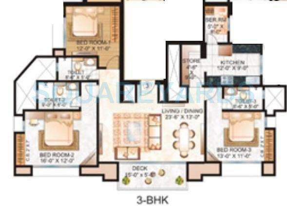 3 BHK 1860 Sq. Ft. Apartment in Hiranandani Rosehill