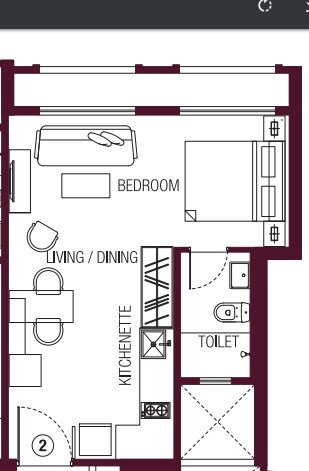 Floor plan of 1 BHK 367 Sq. Ft. Apartment in Hiranandani Solitaire Studio Apartment, Thane