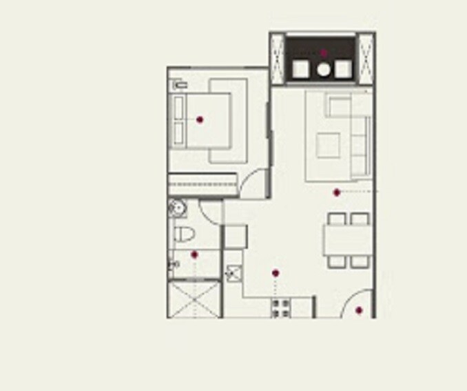 Floor plan of 1 BHK 658 Sq. Ft. Apartment in Hiranandani Tiara, Thane