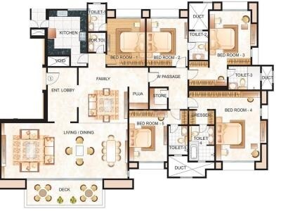 Floor plan of 5 BHK 2680 Sq. Ft. Apartment in Hiranandani Tribeca, Thane
