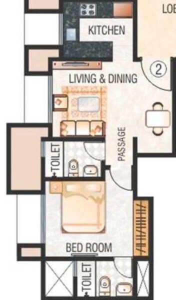 1 BHK 419 Sq. Ft. Apartment