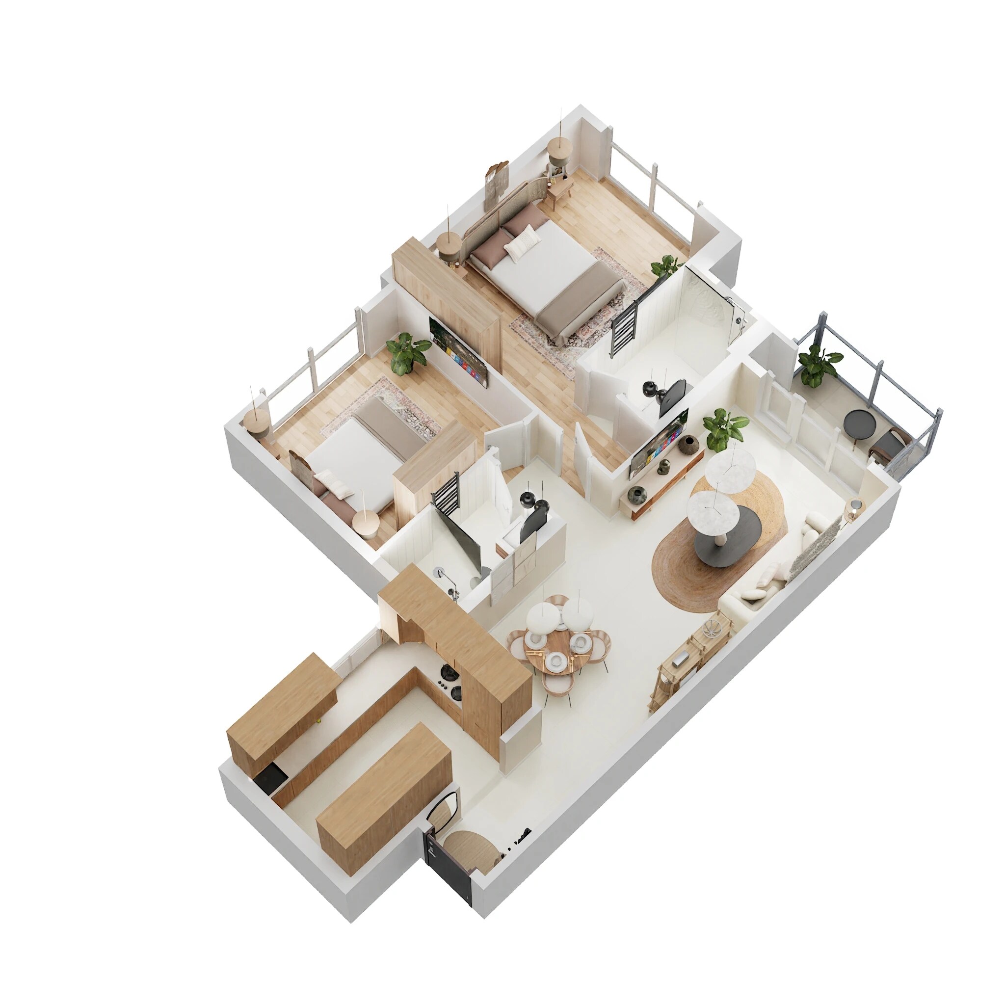 Floor plan of 2 BHK 756 Sq. Ft. Apartment in Hiranandani Westgate, Thane