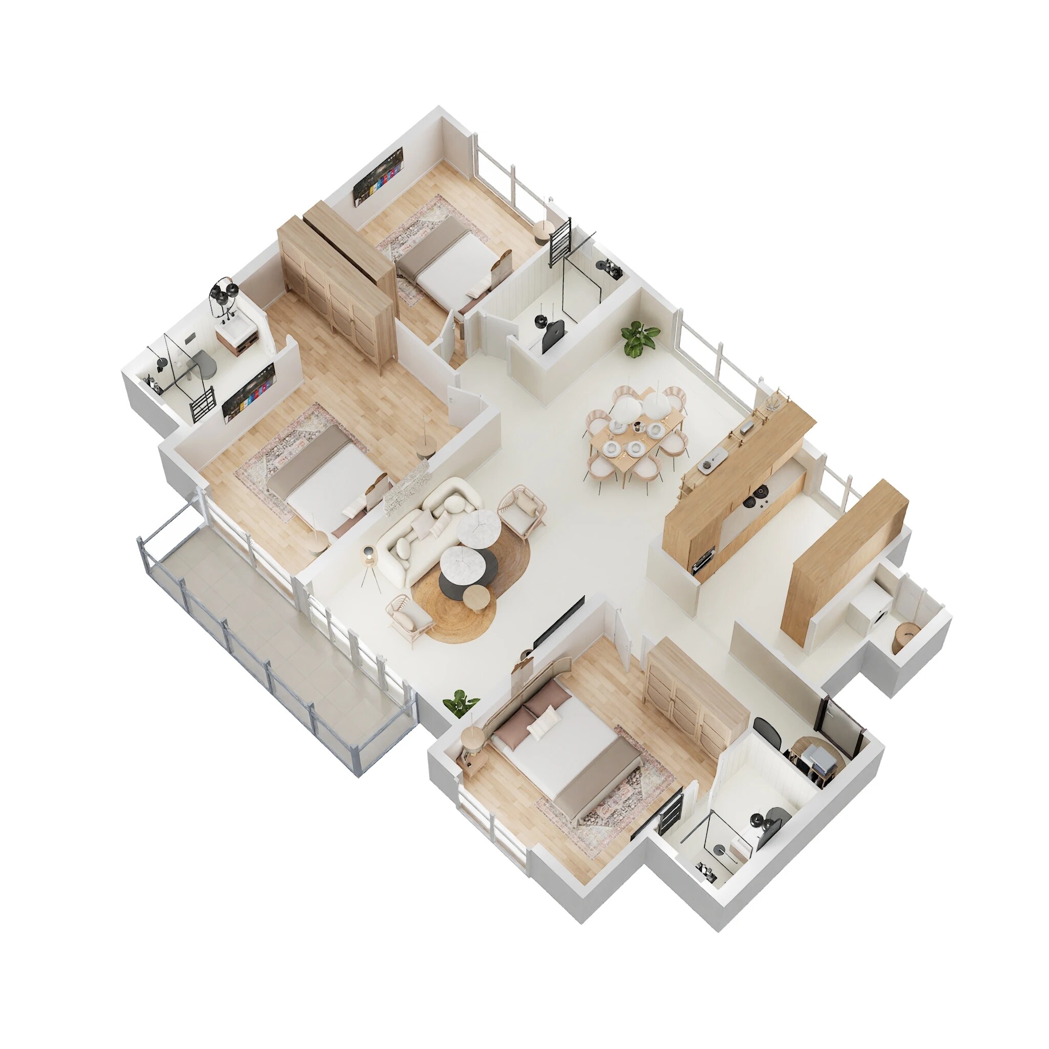 Floor plan of 3 BHK 1276 Sq. Ft. Apartment in Hiranandani Westgate, Thane
