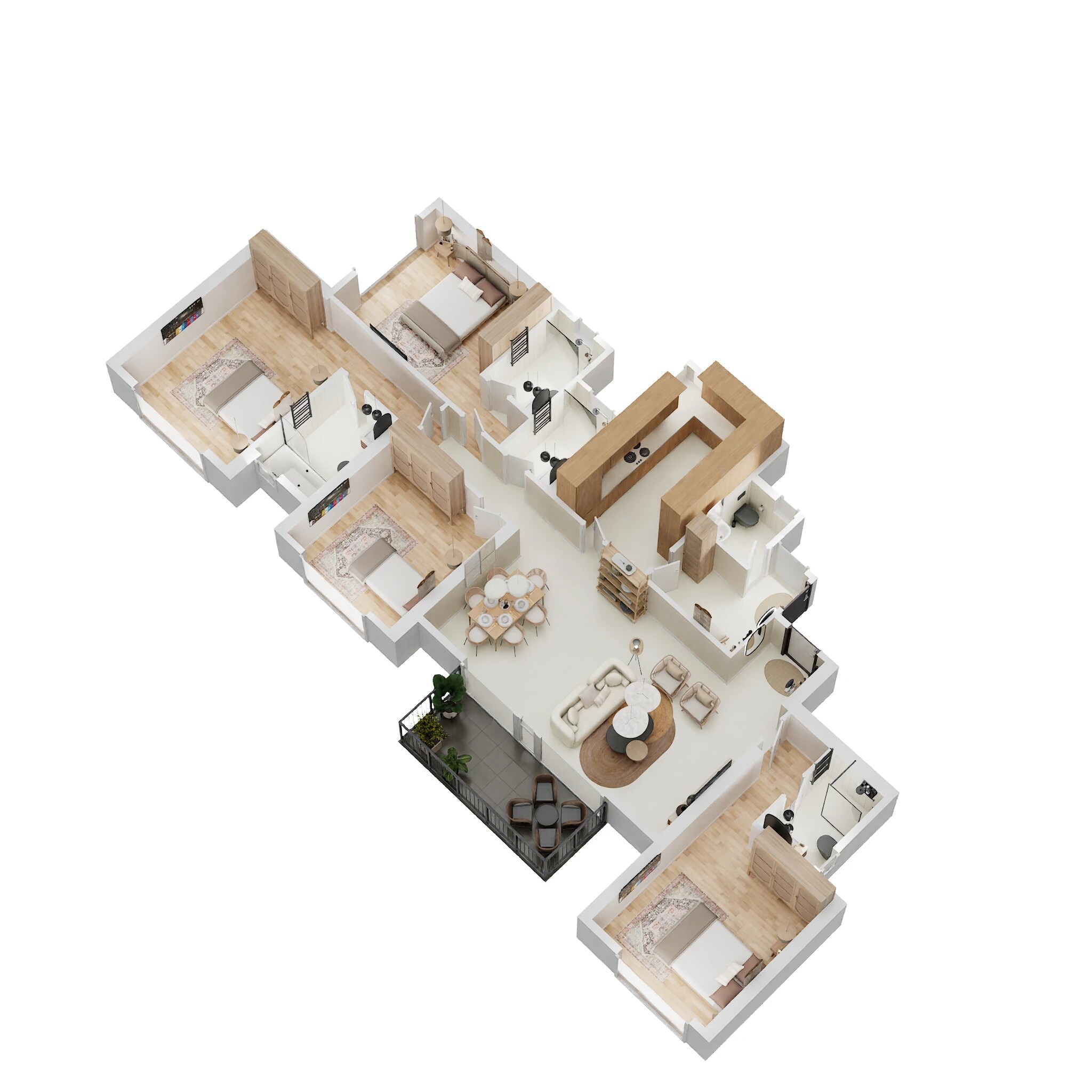 Floor plan of 4 BHK 1622 Sq. Ft. Apartment in Hiranandani Westgate, Thane