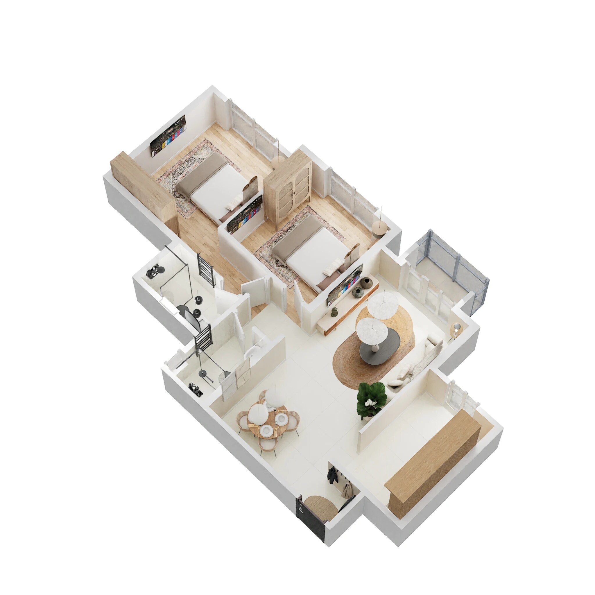 Floor plan of 2 BHK 642 Sq. Ft. Apartment in Hiranandani Woodspring, Thane