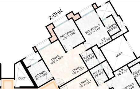 2 BHK 705 Sq. Ft. Apartment