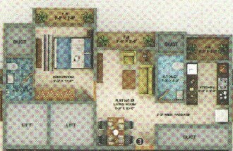 Floor plan of 1 BHK 352 Sq. Ft. Apartment in Hiya Regency, Thane