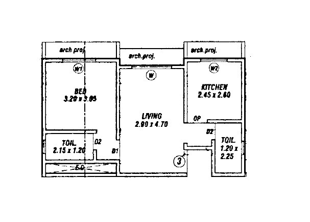 Floor plan of 1 BHK 430 Sq. Ft. Apartment in Horizon Bhumi, Thane