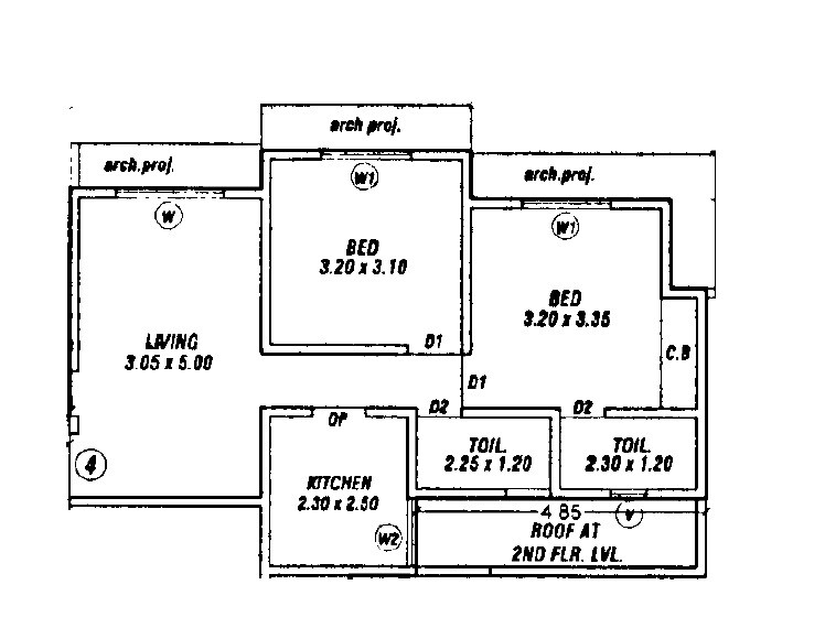 Floor plan of 2 BHK 600 Sq. Ft. Apartment in Horizon Bhumi, Thane