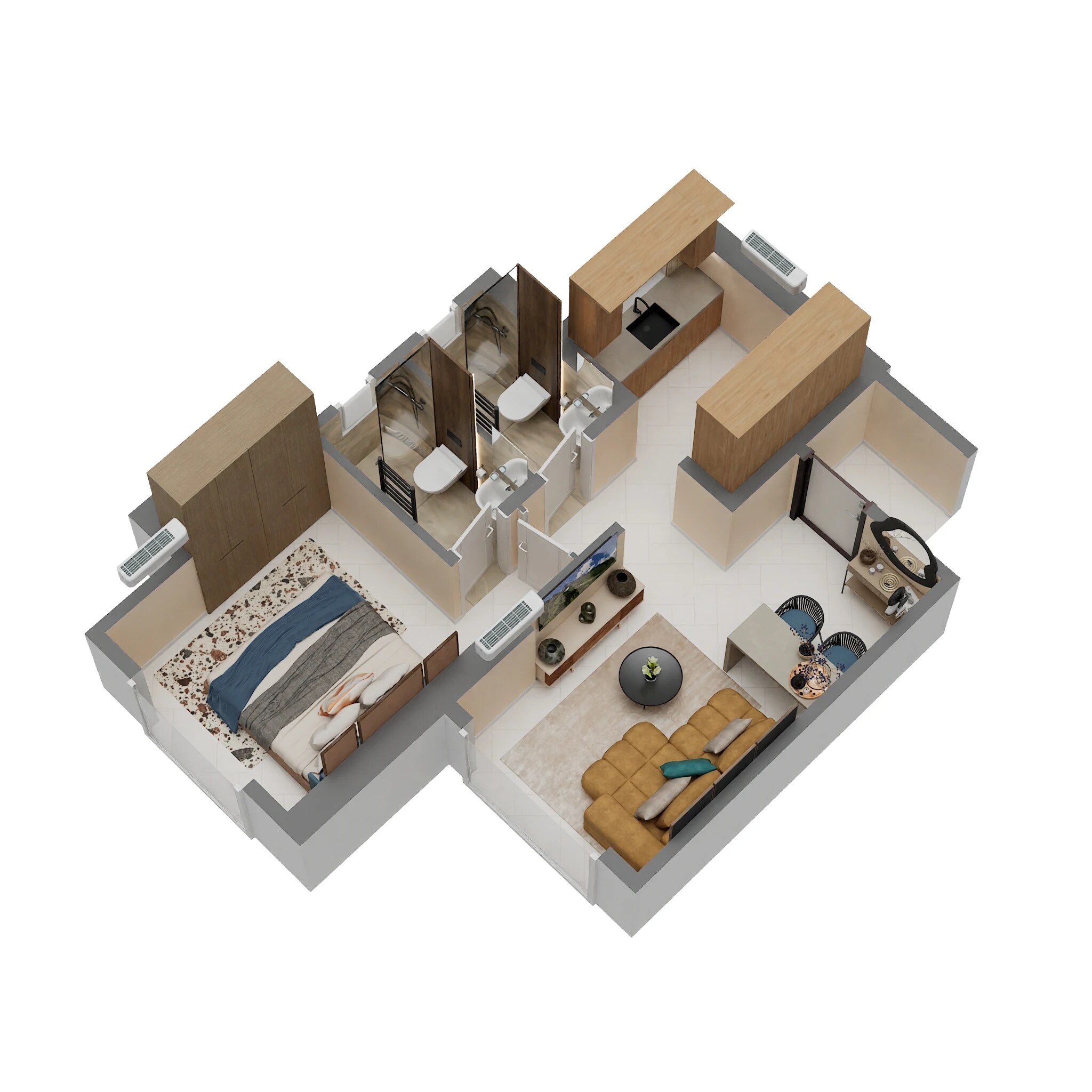 Floor plan of 1 BHK 433 Sq. Ft. Apartment in Horizon Pearl, Thane