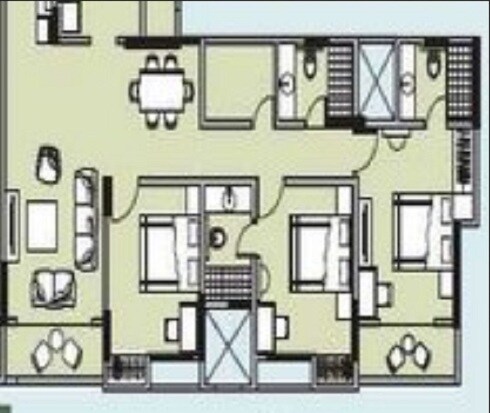 Floor plan of 3 BHK 1750 Sq. Ft. Apartment in Hubtown Redwood And Rosewood, Thane