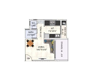 Floor plan of 275 Sq. Ft. Studio in Impressions Silvia, Thane