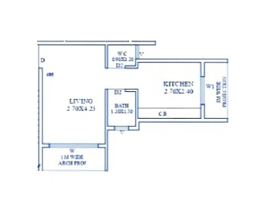 Floor plan of 226 Sq. Ft. Studio in Infinity Shree Krishna Kunj CHS, Thane