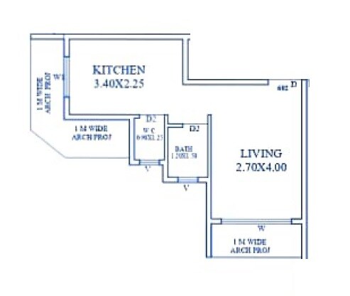 Floor plan of 255 Sq. Ft. Studio in Infinity Shree Krishna Kunj CHS, Thane