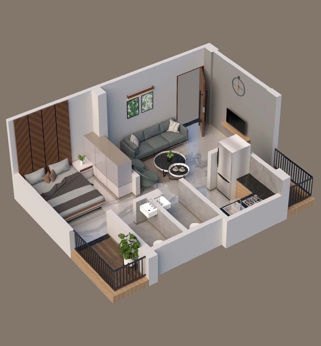 Floor plan of 1 BHK 384 Sq. Ft. Apartment in Jai Ganesh Kalash Darshan, Thane