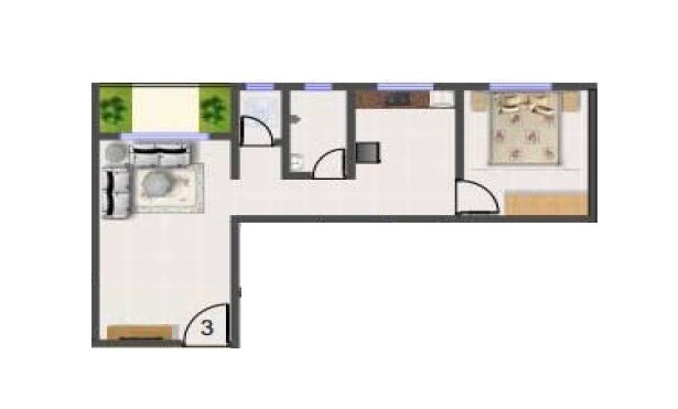 Floor plan of 1 BHK 365 Sq. Ft. Apartment in Jai Matadi Complex, Thane
