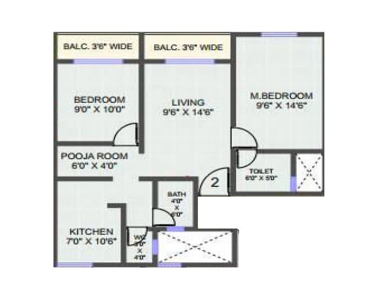 Floor plan of 2 BHK 551 Sq. Ft. Apartment in Jai Matadi Complex, Thane