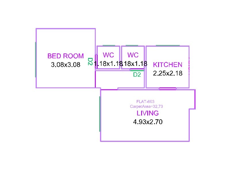 Floor plan of 1 BHK 352 Sq. Ft. Apartment in Jainam Girija CHS, Thane