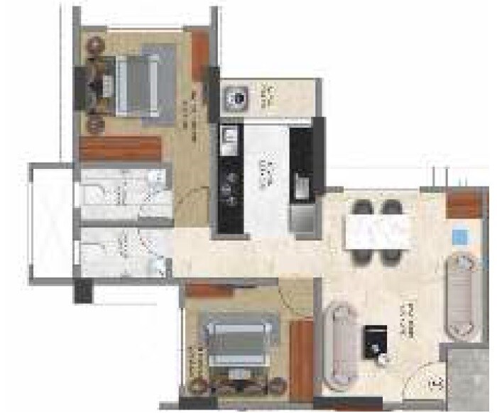 2 BHK 559 Sq. Ft. Apartment