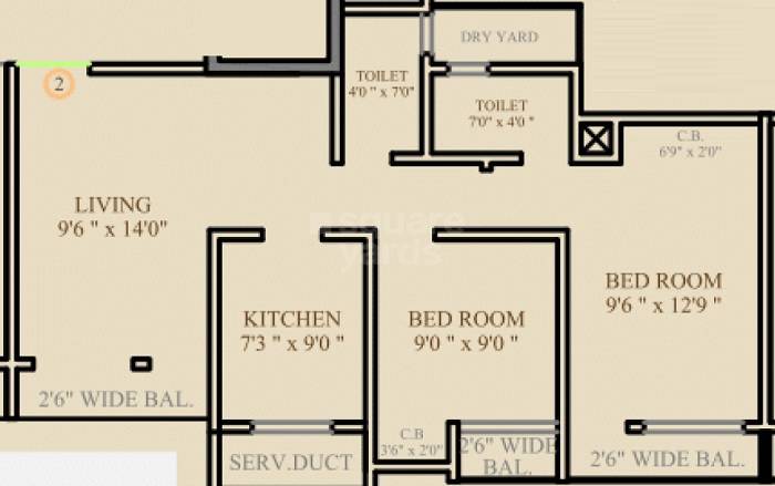 2 BHK 482 Sq. Ft. Apartment