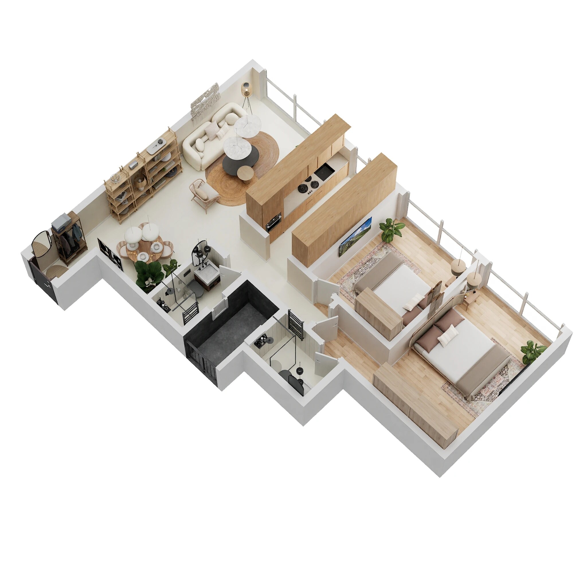 Floor plan of 2 BHK 720 Sq. Ft. Apartment in Jaydeep La Residency, Thane