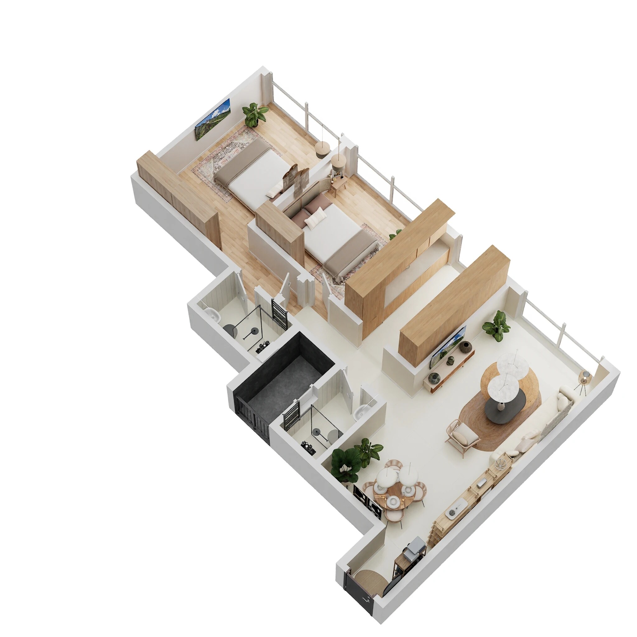 Floor plan of 2 BHK 770 Sq. Ft. Apartment in Jaydeep La Residency, Thane