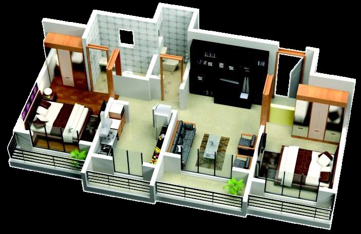 Floor plan of 2 BHK 510 Sq. Ft. Apartment in Jeevan Lifestyle Phase V, Thane