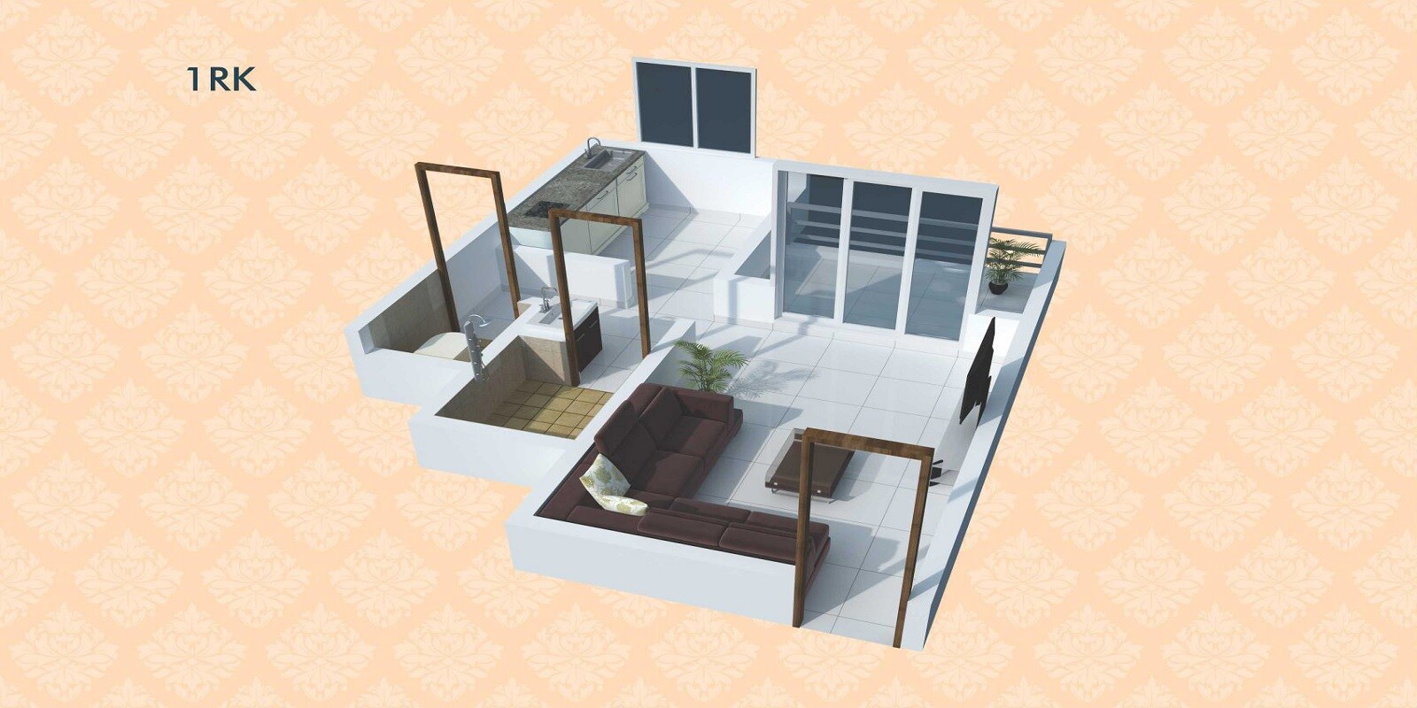Floor plan of 231 Sq. Ft. Studio in Jewel Vista, Thane