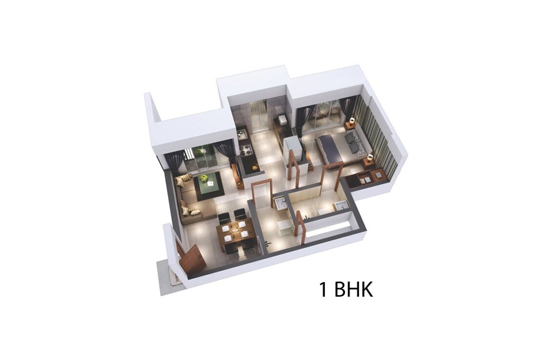 Floor plan of 1 BHK 440 Sq. Ft. Apartment in JH Regency Park, Thane