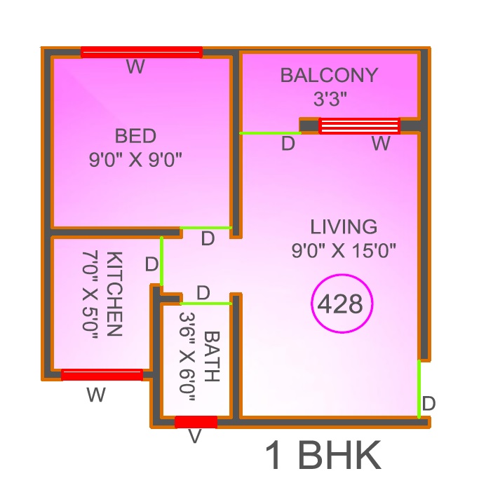 1 BHK 428 Sq. Ft. Apartment in JKT Usha Joshi Park