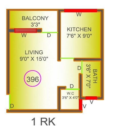 Floor plan of 260 Sq. Ft. Studio in JKT Usha Joshi Park Phase 2, Thane