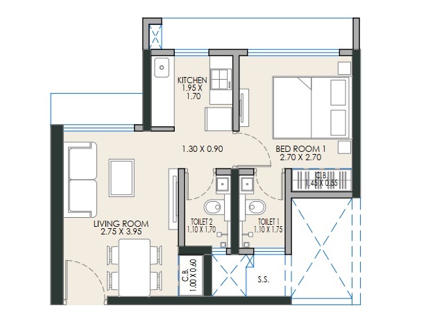 1 BHK 321 Sq. Ft. Apartment in JP Codename Lottery