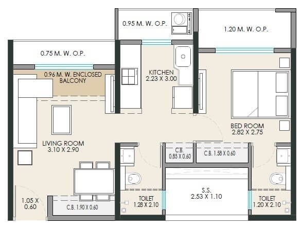 1 BHK Apartment at JP North Aviva, Mira Road – for Rent