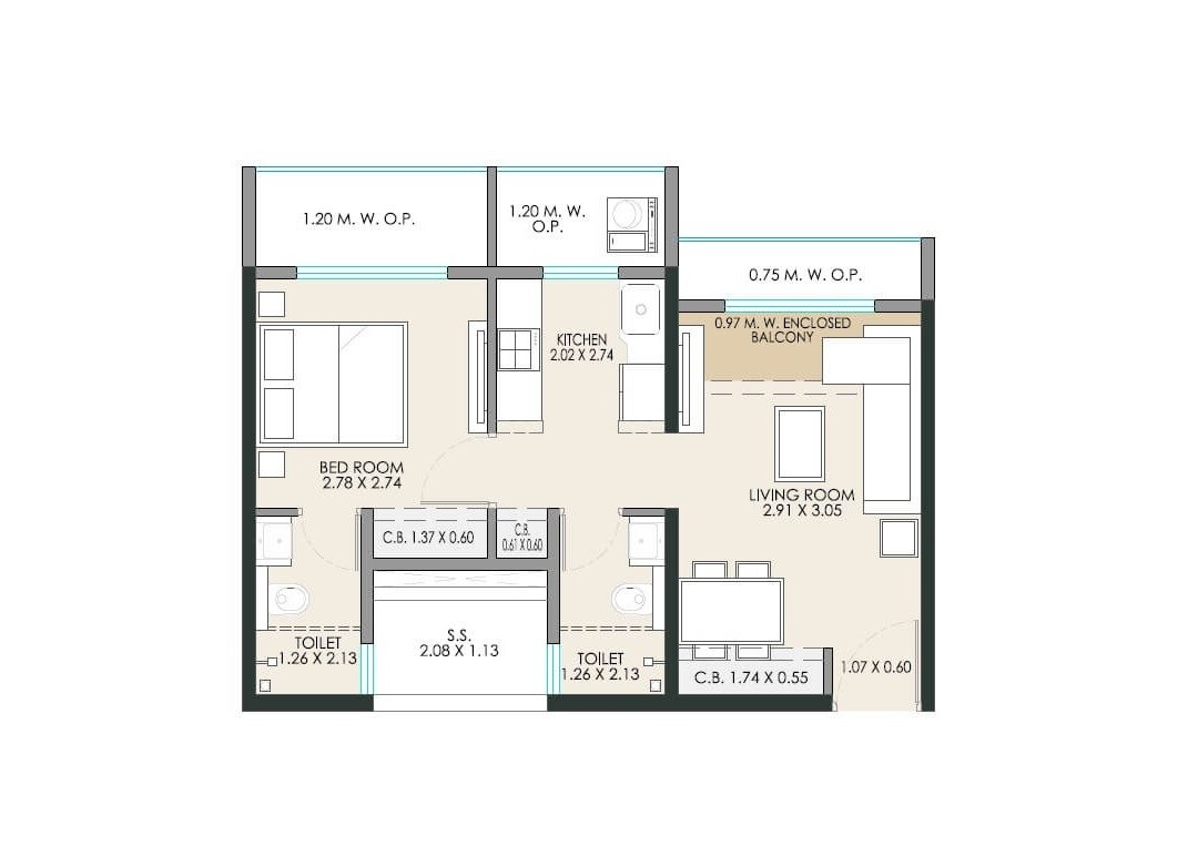 Other, jp-north-barcelona 1 Bedroom 330 Sq.Ft. Apartment In Mira Road Thane 9042340
