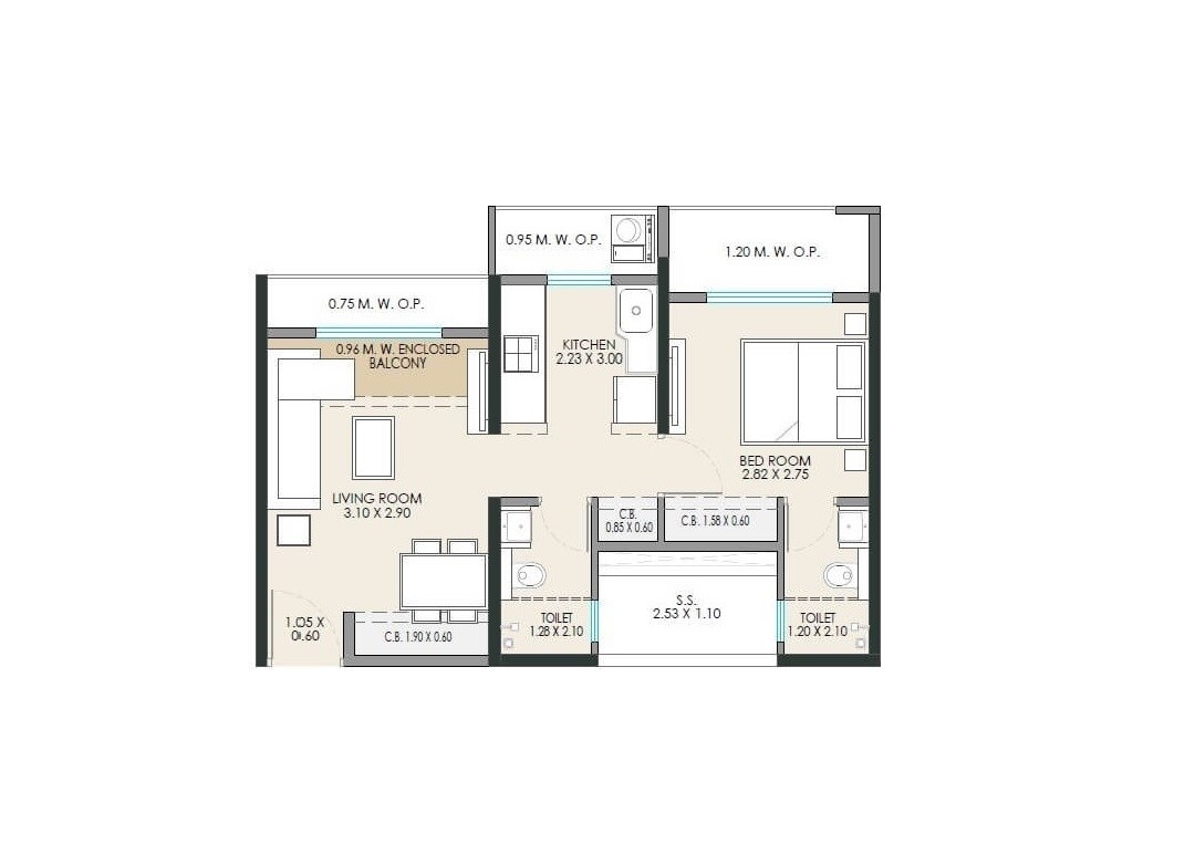  1 BHK Apartment at JP North Barcelona, Mira Road – for Rent