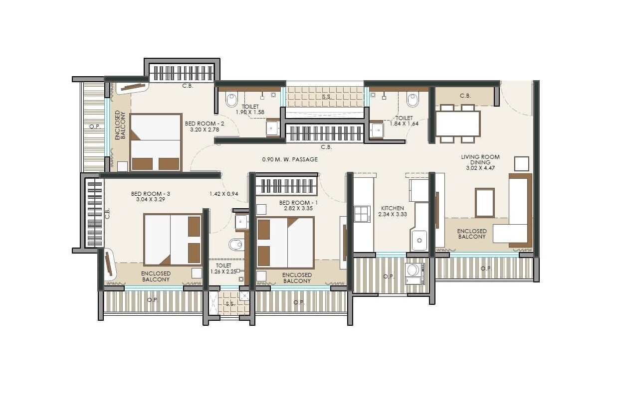 Other, jp-north-barcelona 3 Bedroom 915 Sq.Ft. Apartment In Mira Road Thane 9144895