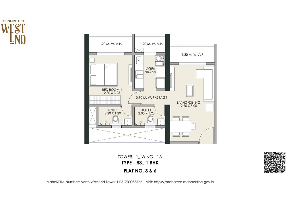 1 BHK 404 Sq. Ft. Apartment in JP North Westend