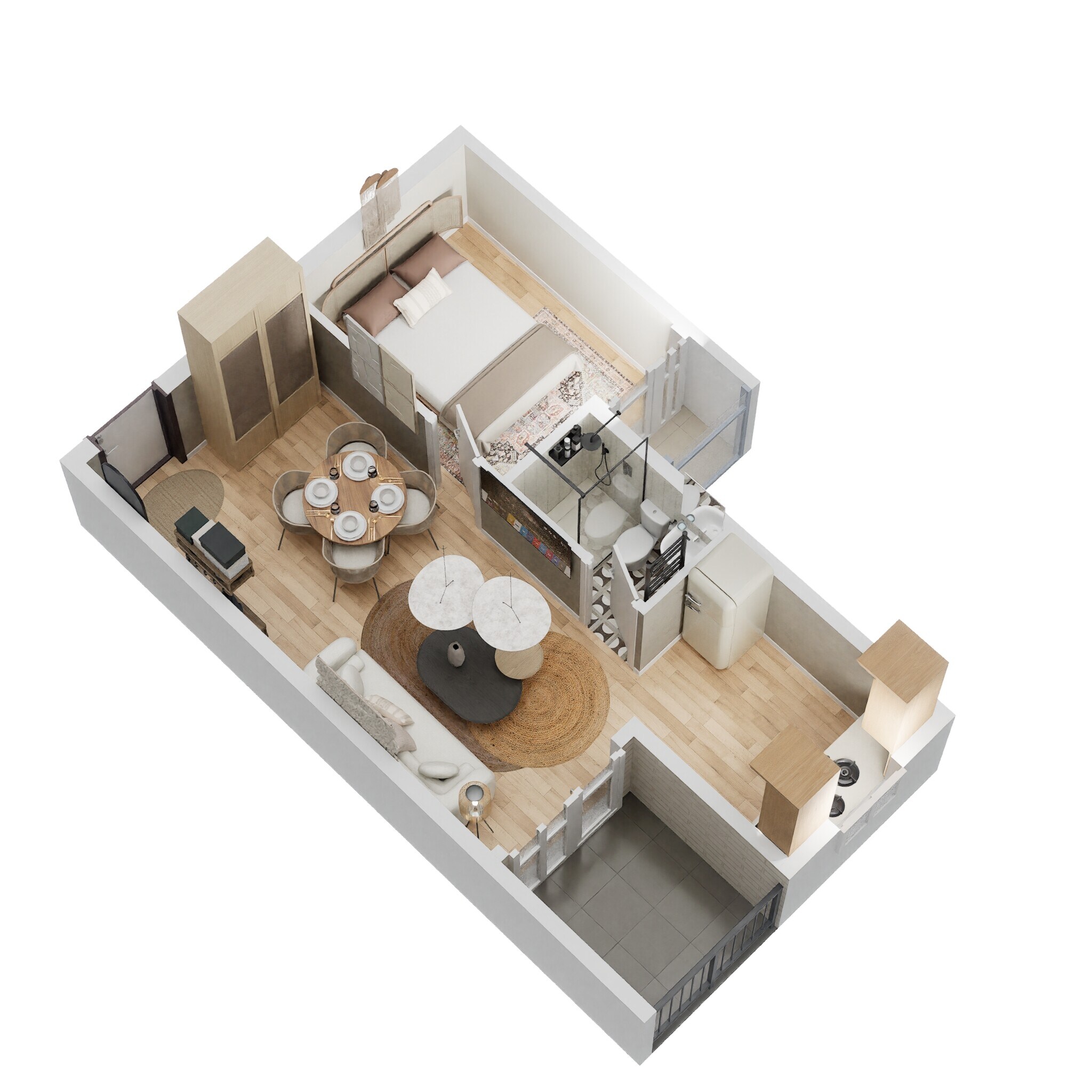 Floor plan of 1 BHK 384 Sq. Ft. Apartment in JP Regency Ambernath, Thane