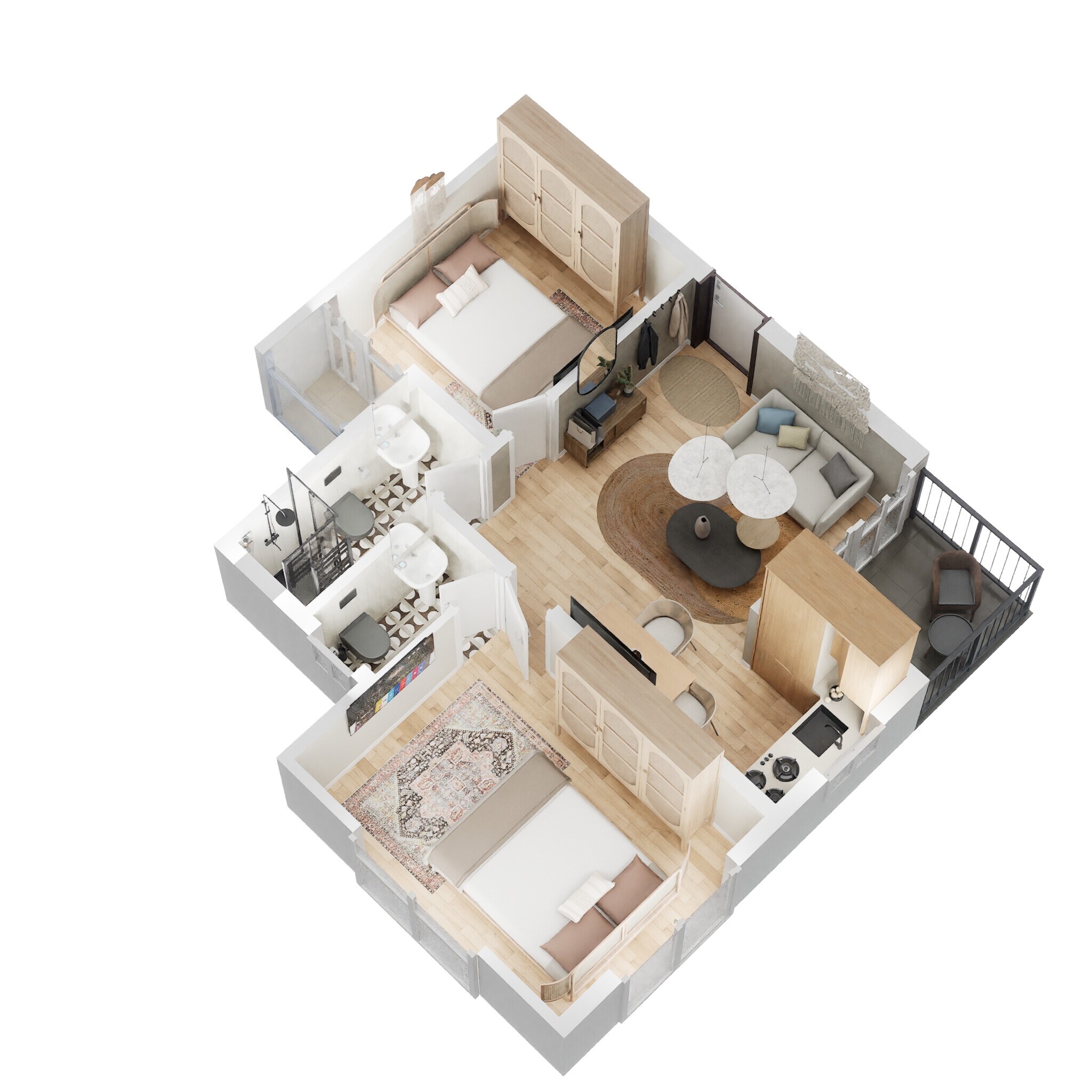 Floor plan of 2 BHK 409 Sq. Ft. Apartment in JP Regency Ambernath, Thane