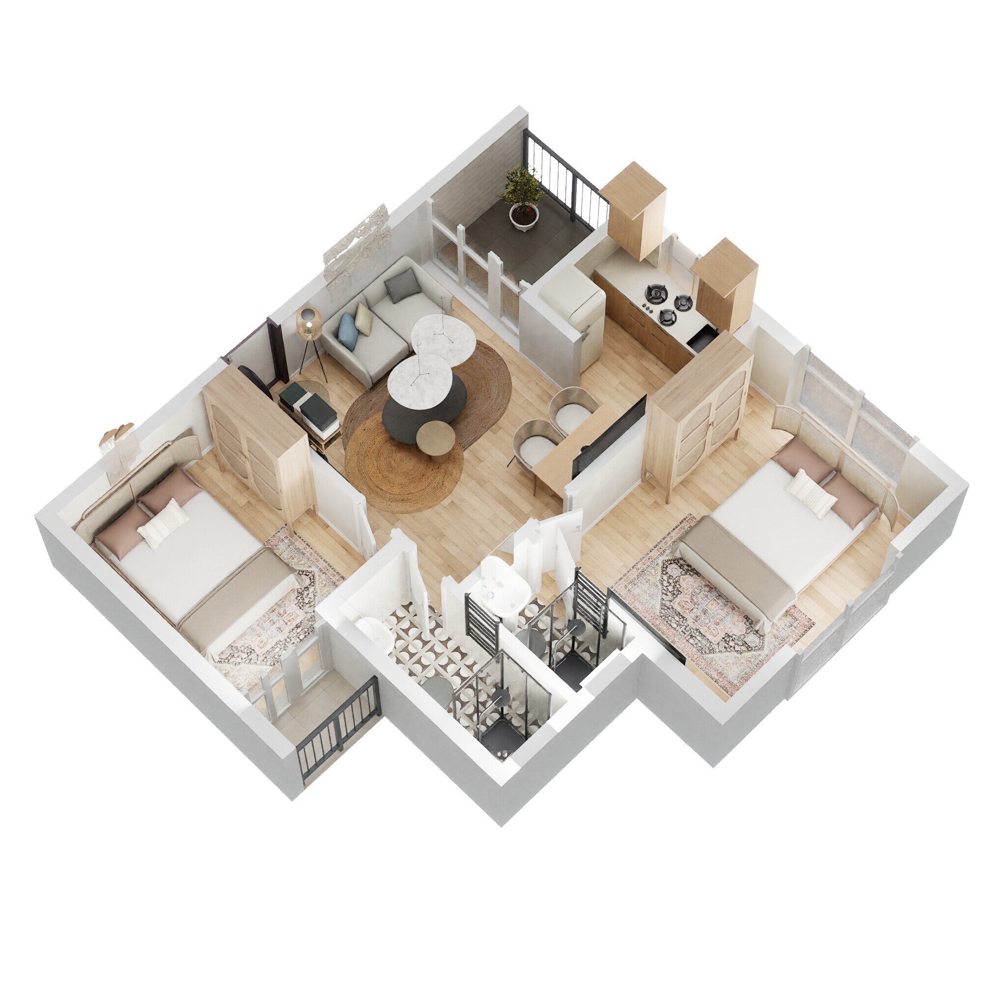 Floor plan of 2 BHK 543 Sq. Ft. Apartment in JP Regency Ambernath, Thane