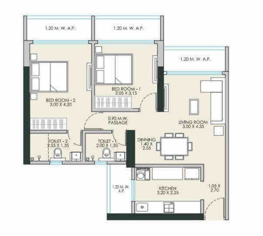 Other, jp-the-palace 2 Bedroom 750 Sq.Ft. Apartment In Ketkipada Mumbai 8364021