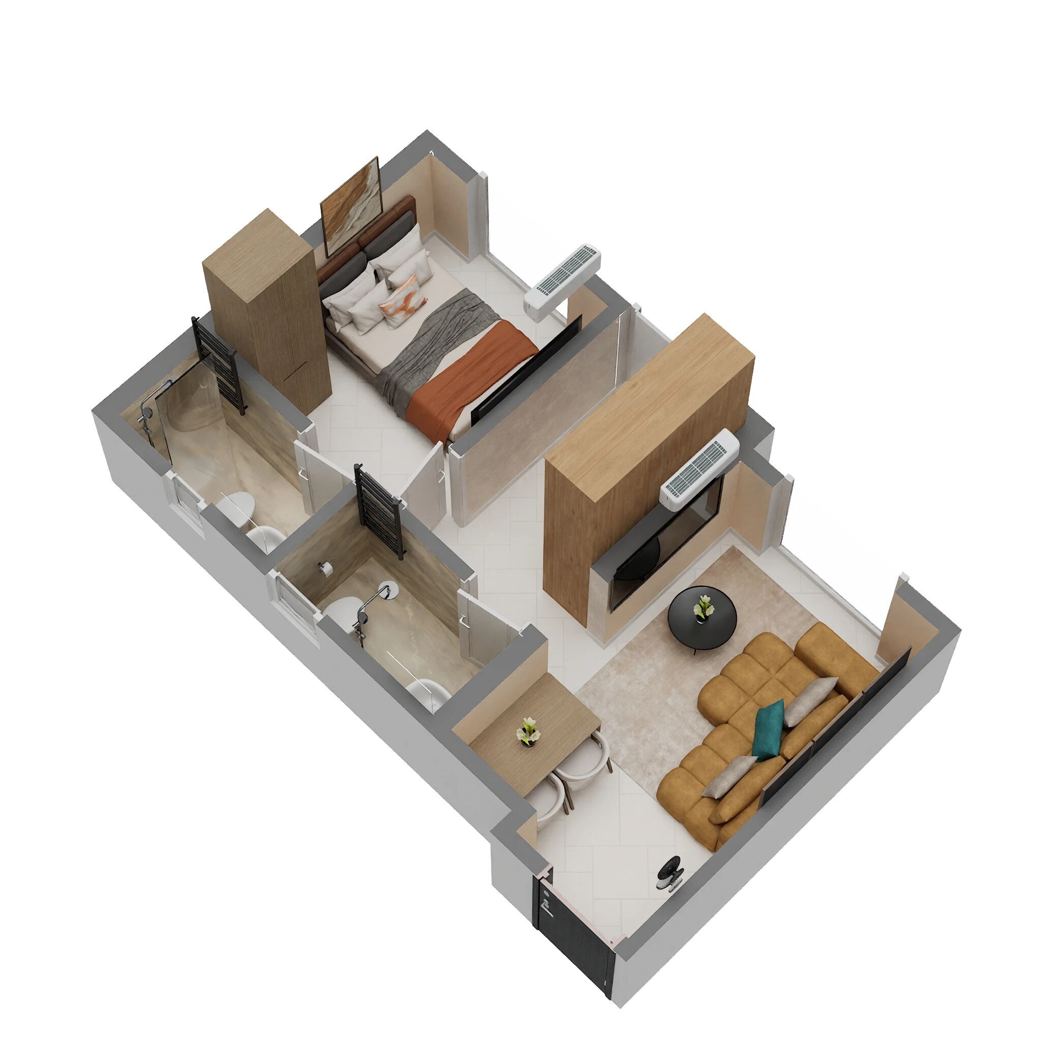 Floor plan of 1 BHK 382 Sq. Ft. Apartment in JVM Centrum, Thane