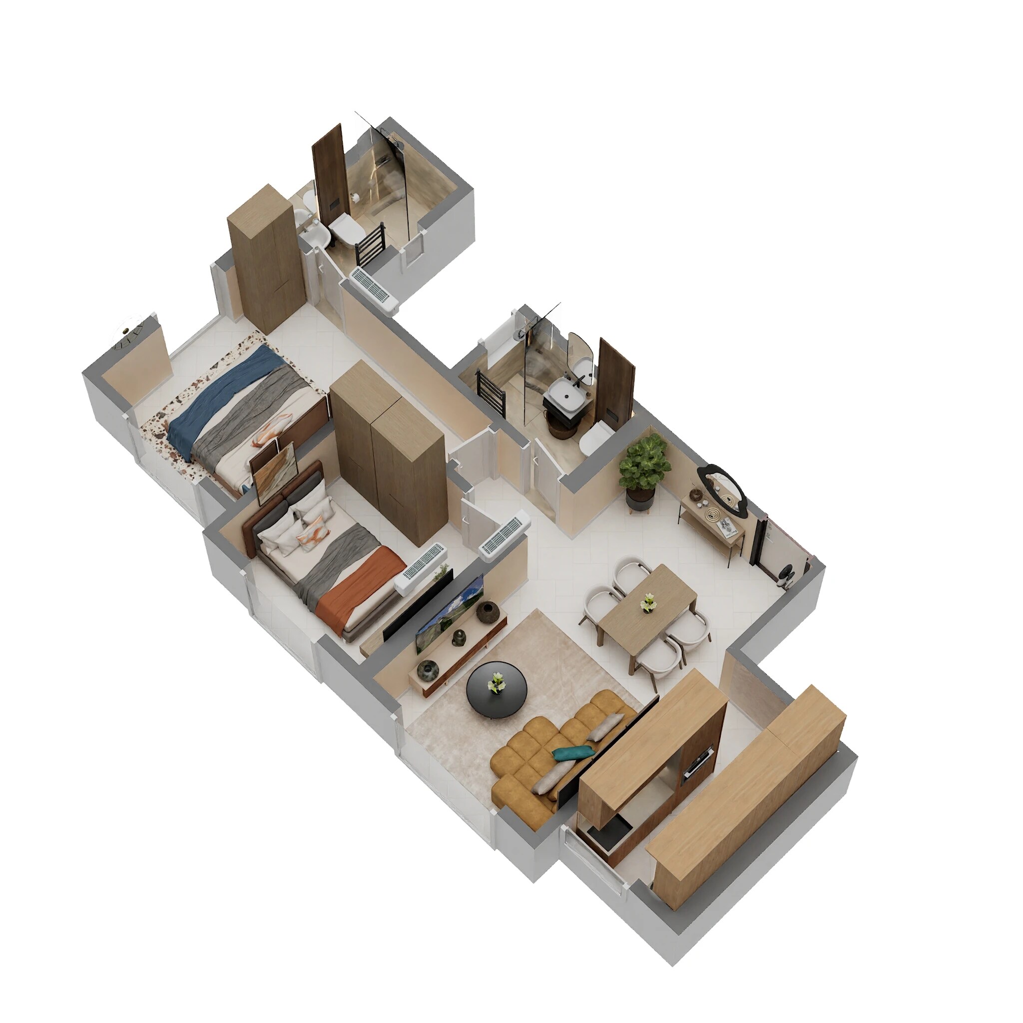 2 BHK 541 Sq. Ft. Apartment