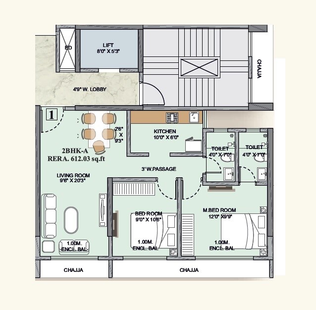 Floor plan of 2 BHK 538 Sq. Ft. Apartment in JVM Magnum, Thane