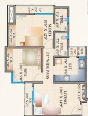 Floor plan of 2 BHK 939 Sq. Ft. Apartment in JVM Sarvam, Thane