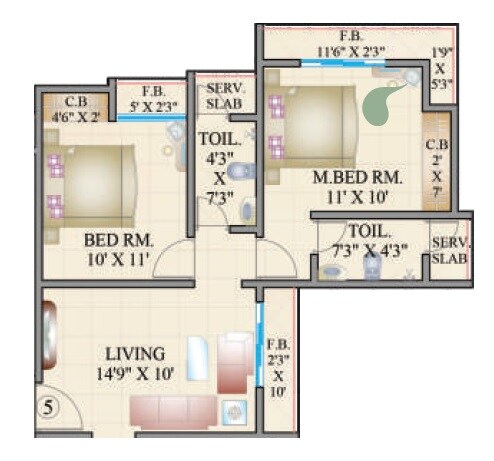 2 BHK 538 Sq. Ft. Apartment