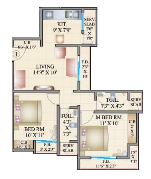 2 BHK 548 Sq. Ft. Apartment